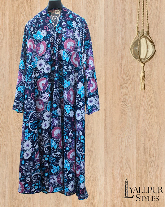 Whispering Vines Silk Chiffon Abaya | Flowy Bell Sleeve & V-Neck