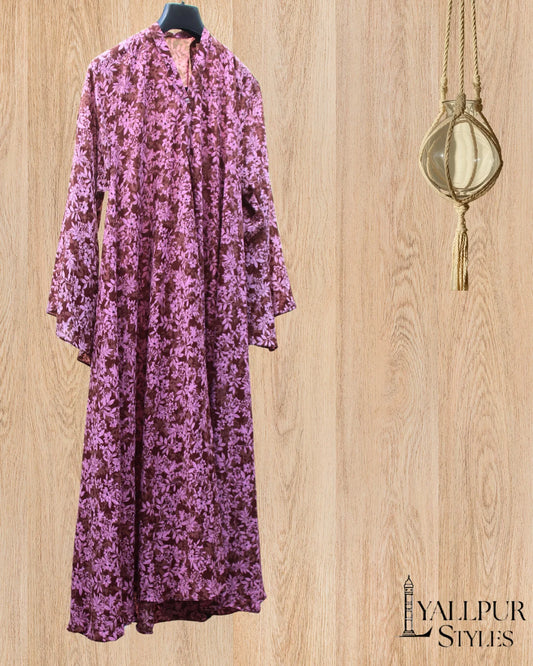 Luminous Haze Silk Chiffon Abaya | Flowy Bell Sleeve & V-Neck