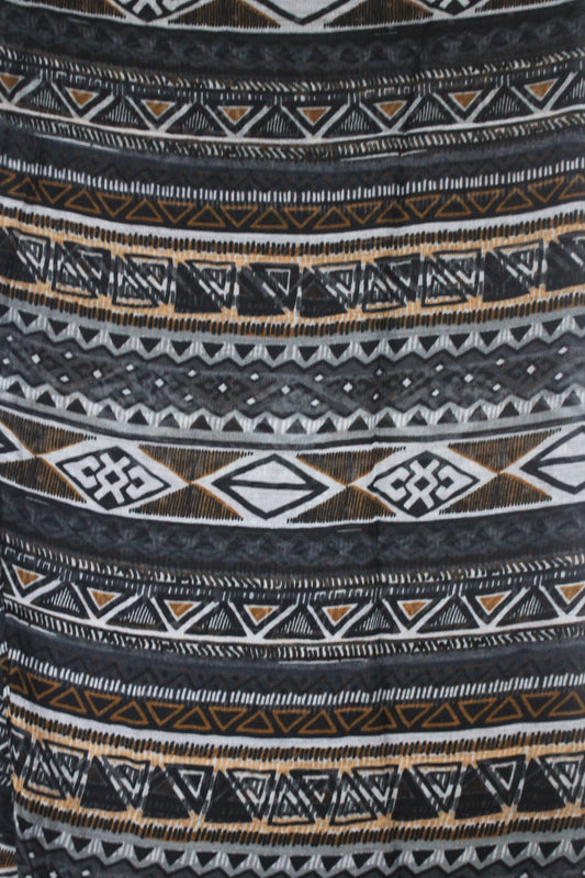 Tribal Geo Stripe Printed Slub Lawn Scarf – 75x33 Inches