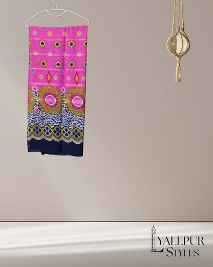 Tribal Medallion Printed Plain Lawn Scarf – 33x75 Inches