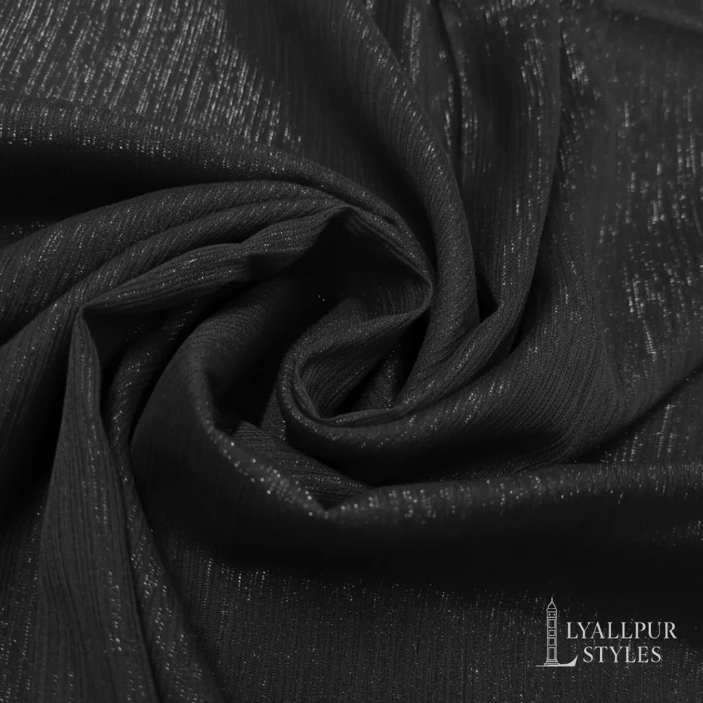 Crinkle Chiffon Zari Hijab – Lightweight, Non-Slippery, Silver Zari Lining | 70 x 29 Inches