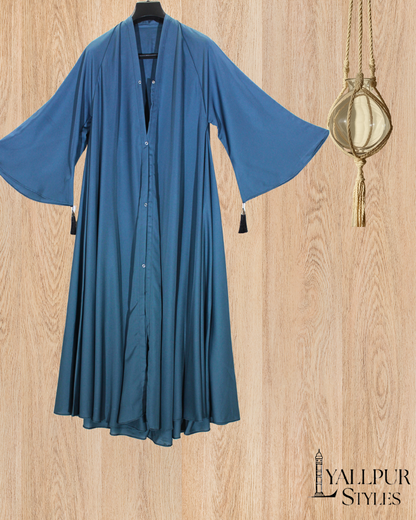 Royal Bell Sleeve Abaya | Elegant Tassel Detail & Flared Silhouette