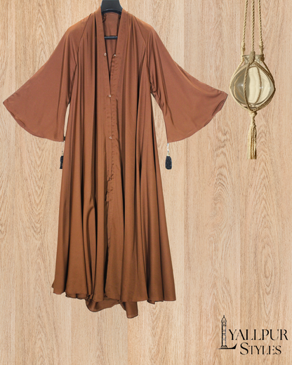 Royal Bell Sleeve Abaya | Elegant Tassel Detail & Flared Silhouette