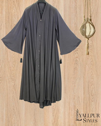 Royal Bell Sleeve Abaya | Elegant Tassel Detail & Flared Silhouette