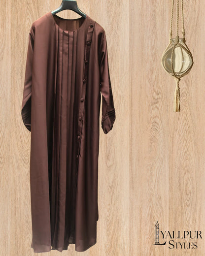 Structured Embellished Abaya with Waist Belt & Side Pockets| Modern Fit & Flare Design