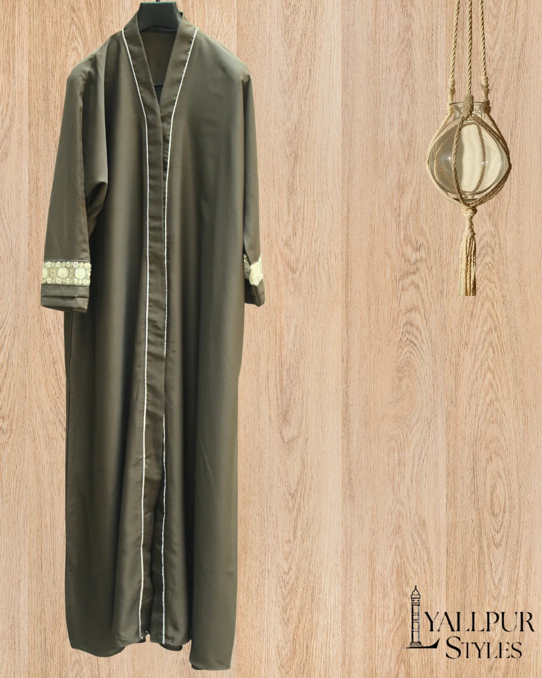 Racing Stripe Abaya with Beaded Sleeves | Sport-Luxe V-Neck Design | Nida Fabric