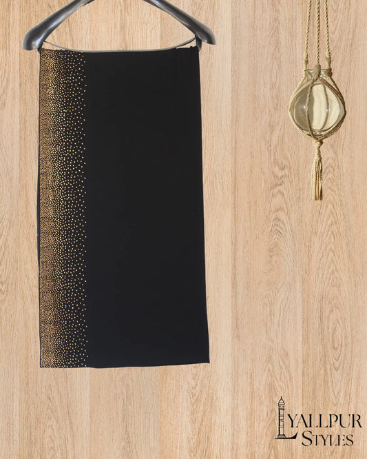 Black Korean Chiffon Shawl | Stonework Border (4 Inches) | Dupatta & Hijab | 10 Colors Stonework