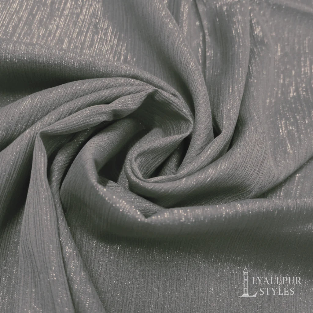Crinkle Chiffon Zari Hijab – Lightweight, Non-Slippery, Silver Zari Lining | 70 x 29 Inches