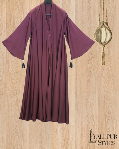 Royal Bell Sleeve Abaya | Elegant Tassel Detail & Flared Silhouette