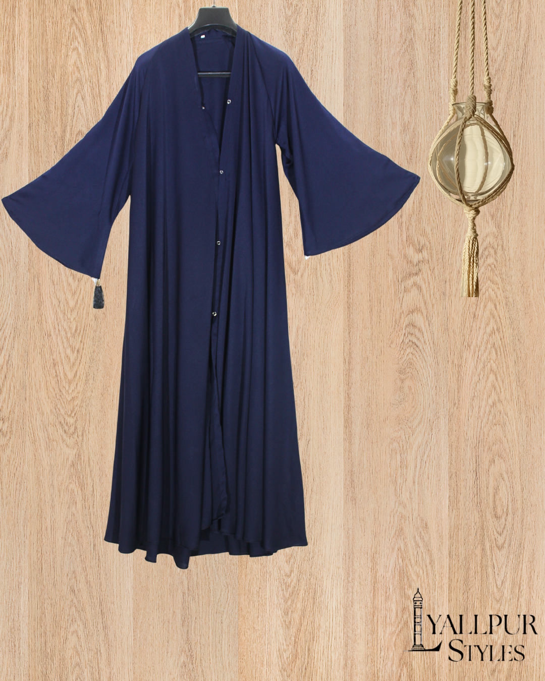 Royal Bell Sleeve Abaya | Elegant Tassel Detail & Flared Silhouette