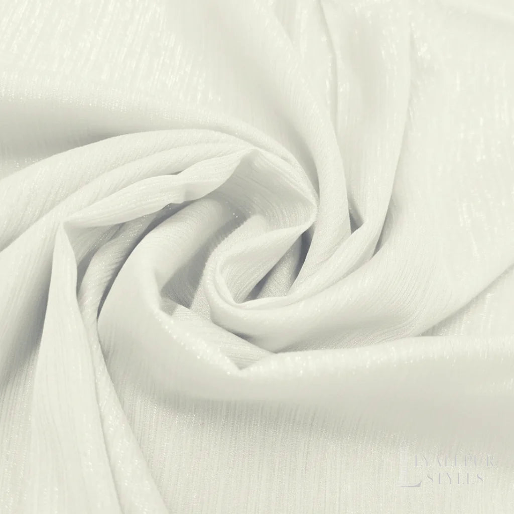 Crinkle Chiffon Zari Hijab – Lightweight, Non-Slippery, Silver Zari Lining | 70 x 29 Inches