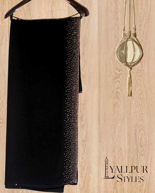 Korean Chiffon Shawl | Stonework Border (2.5 Inches) | Dupatta & Hijab | 8 Colors