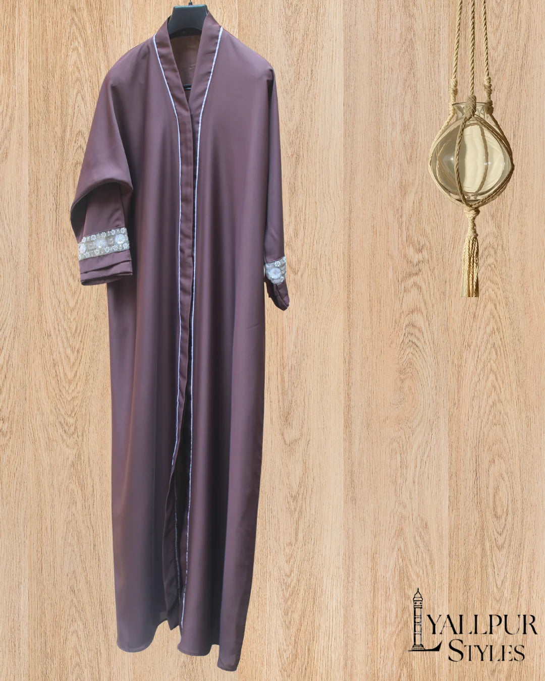 Racing Stripe Abaya with Beaded Sleeves | Sport-Luxe V-Neck Design | Nida Fabric
