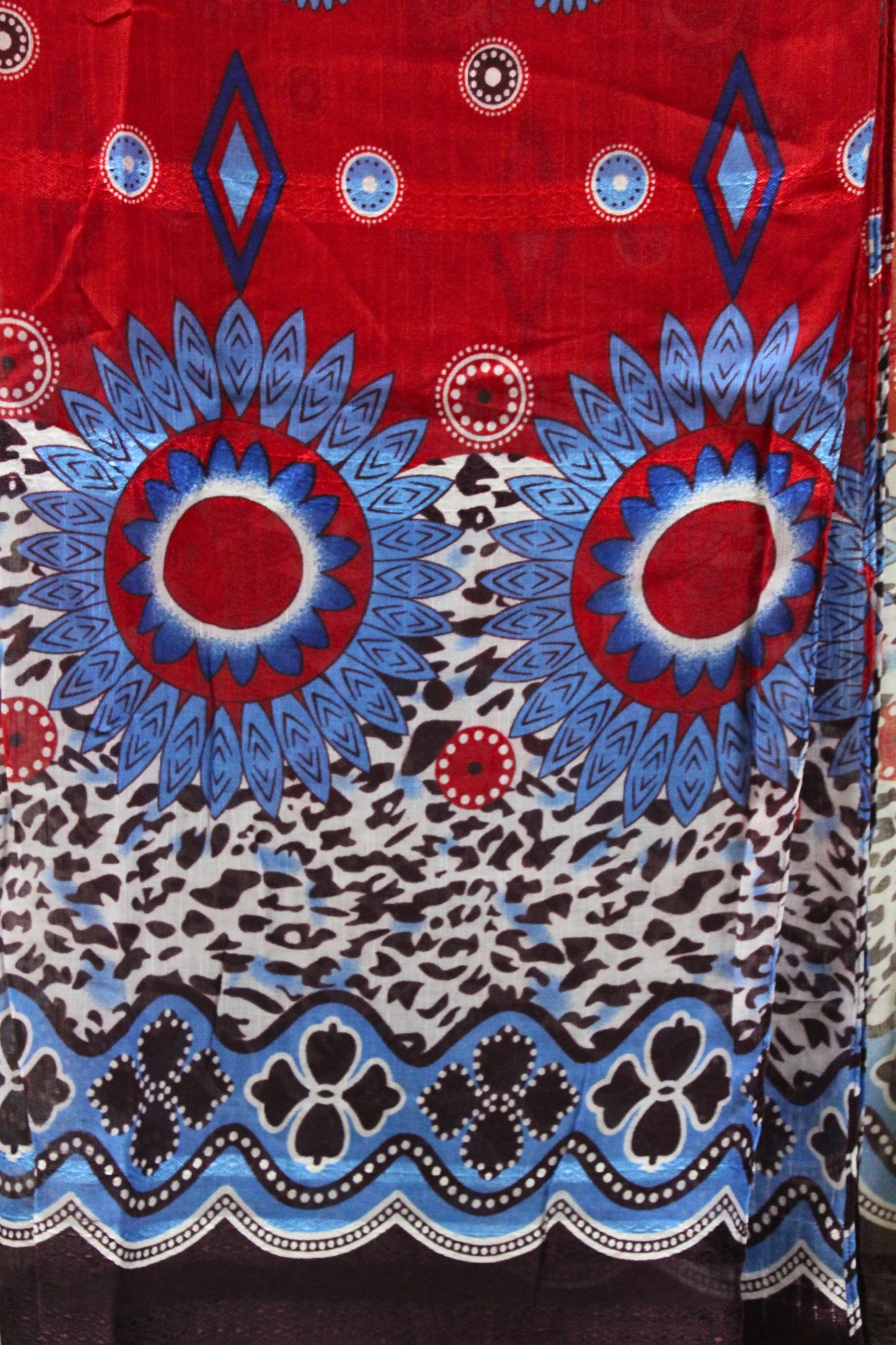 Tribal Medallion Printed Plain Lawn Scarf – 33x75 Inches