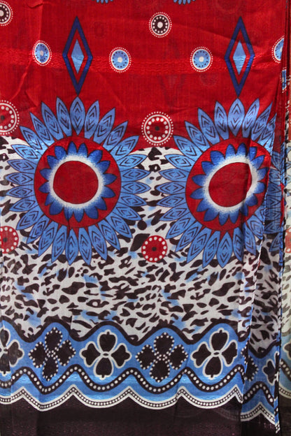 Tribal Medallion Printed Plain Lawn Scarf – 33x75 Inches