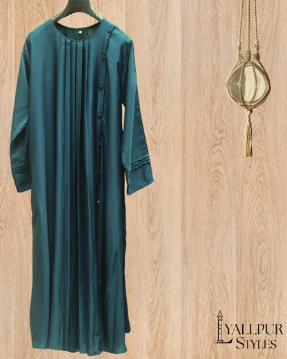 Structured Embellished Abaya with Waist Belt & Side Pockets| Modern Fit & Flare Design